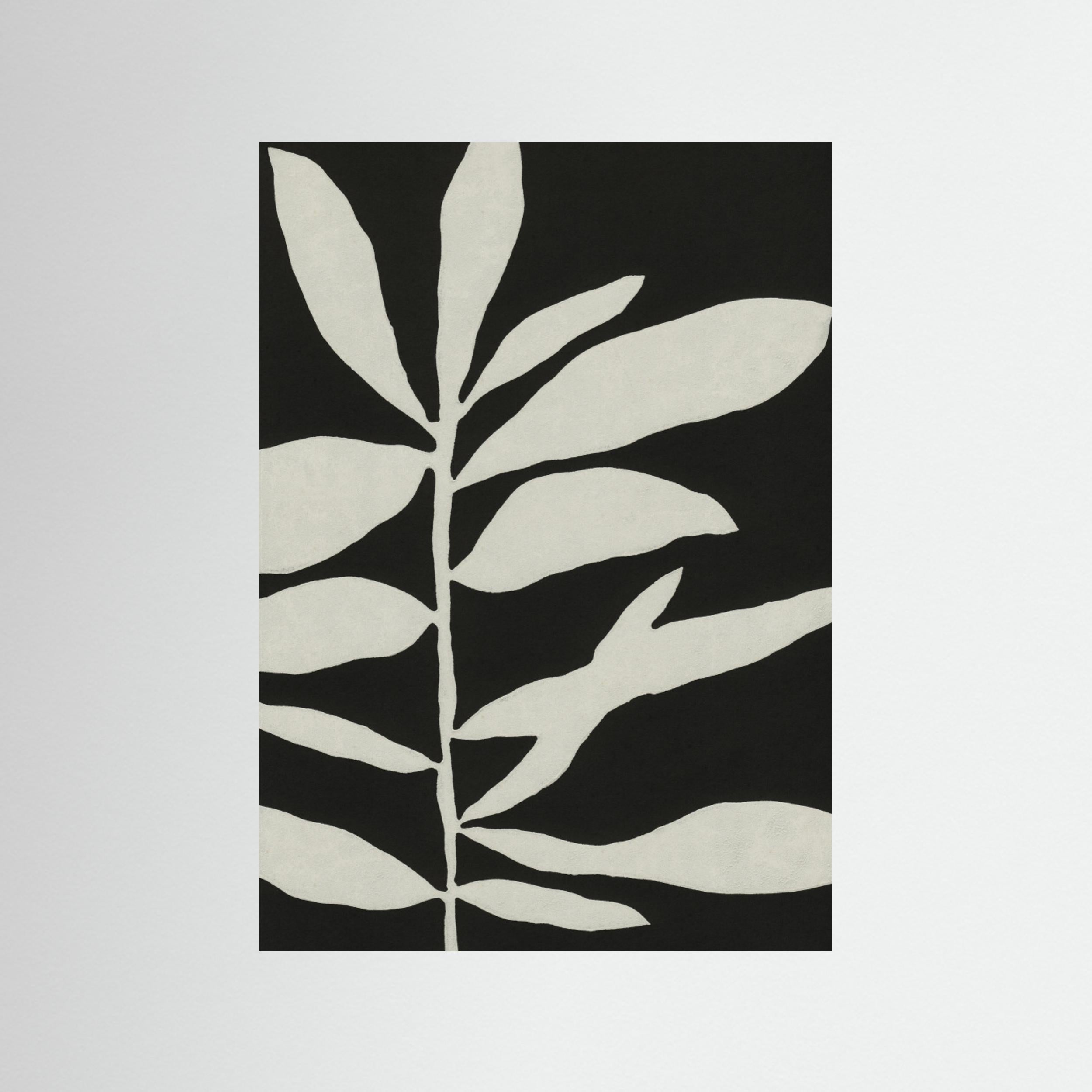 Linocut Branch 3 / White & Black by Alisa Galitsyna - Fine Art Paper Print - dreamtprint.art - 14 x 21 cm / 5 x 8″ (A5)